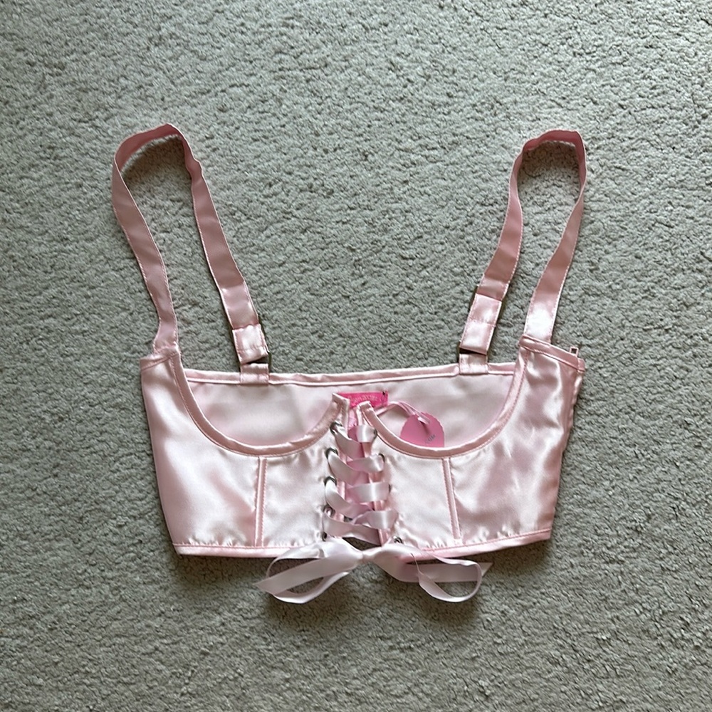 NWT. Sugar Thrillz pink underbust corset